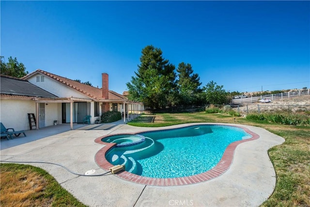 35823 48th St E, Palmdale, CA 93552 - view of swimming pool with a pool with connected hot tub and a patio