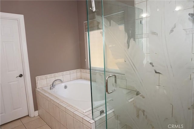 23618 Canyon Lake Dr N, Canyon Lake, CA 92587 - bathroom featuring a bath, a stall shower, and tile patterned floors