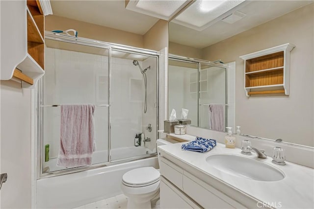 19628 Pine Valley Ave, Porter Ranch, CA 91326 - bathroom with vanity, combined bath / shower with glass door, and toilet