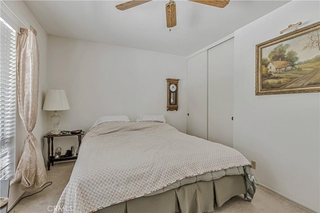 19628 Pine Valley Ave, Porter Ranch, CA 91326 - bedroom with light carpet, a closet, and a ceiling fan