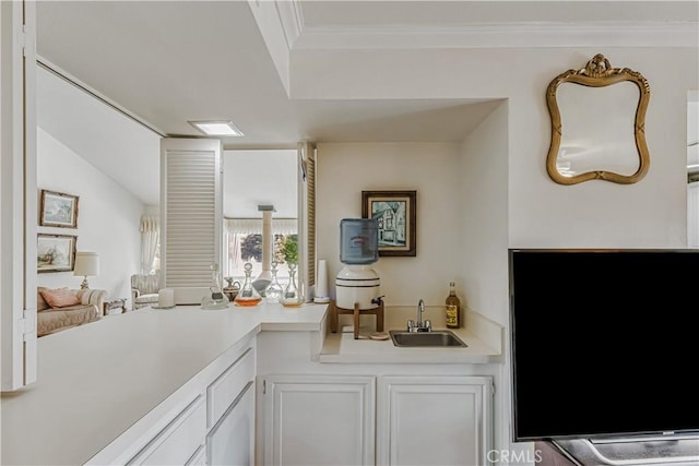 19628 Pine Valley Ave, Porter Ranch, CA 91326 - indoor wet bar featuring crown molding