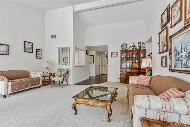 19628 Pine Valley Ave, Porter Ranch, CA 91326 - carpeted living area with high vaulted ceiling