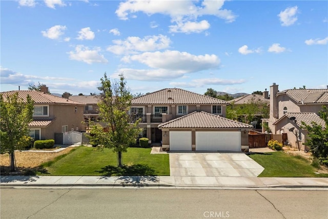 5564 Capri Ct, Palmdale, CA 93552 - view of front facade with a tile roof, stucco siding, a garage, driveway, and a residential view