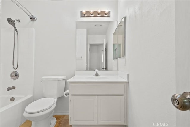 5564 Capri Ct, Palmdale, CA 93552 - bathroom featuring vanity, toilet, washtub / shower combination, and baseboards