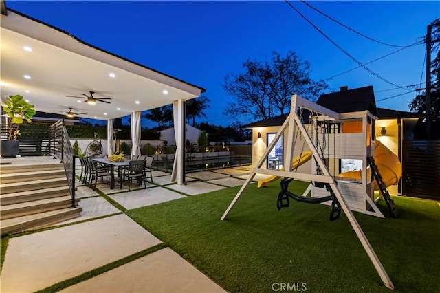 2048 W Kenneth Rd, Glendale, CA 91201 - view of jungle gym with ceiling fan and a patio