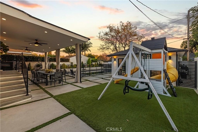 2048 W Kenneth Rd, Glendale, CA 91201 - view of playground with a ceiling fan and a patio area