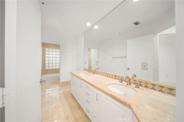 9314 Stevens Way, West Hills, CA 91304 - full bath featuring recessed lighting, double vanity, and a tub to relax in
