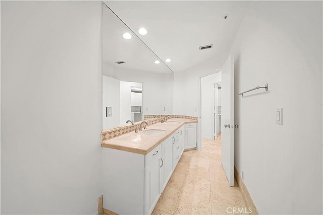 9314 Stevens Way, West Hills, CA 91304 - bathroom with recessed lighting, double vanity, and baseboards