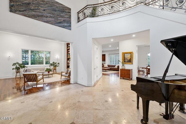 12986 Macdonald Dr, Ojai, CA 93023 - entryway with baseboards, a towering ceiling, and recessed lighting