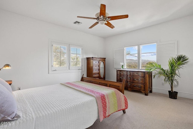 12986 Macdonald Dr, Ojai, CA 93023 - bedroom with carpet flooring and ceiling fan