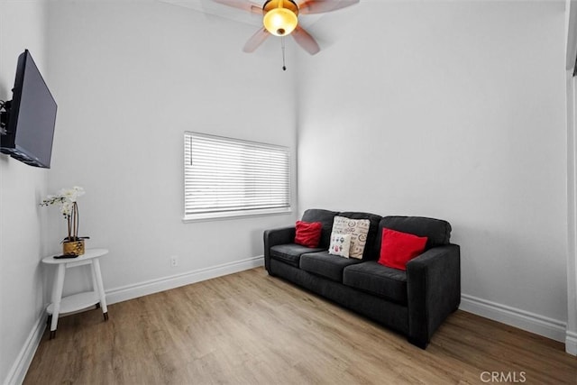 3936 W 5th St Unit 44, Santa Ana, CA 92703 - living area with wood finished floors, ceiling fan, and baseboards