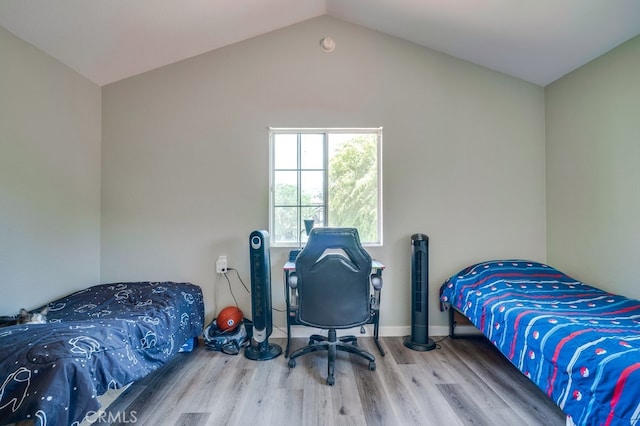 10025 Thornbird Ct, Moreno Valley, CA 92557 - bedroom with wood finished floors and lofted ceiling