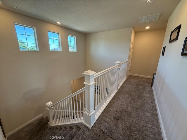 3751 De Soto Way, Merced, CA 95340 - hall featuring an upstairs landing, carpet floors, recessed lighting, and baseboards