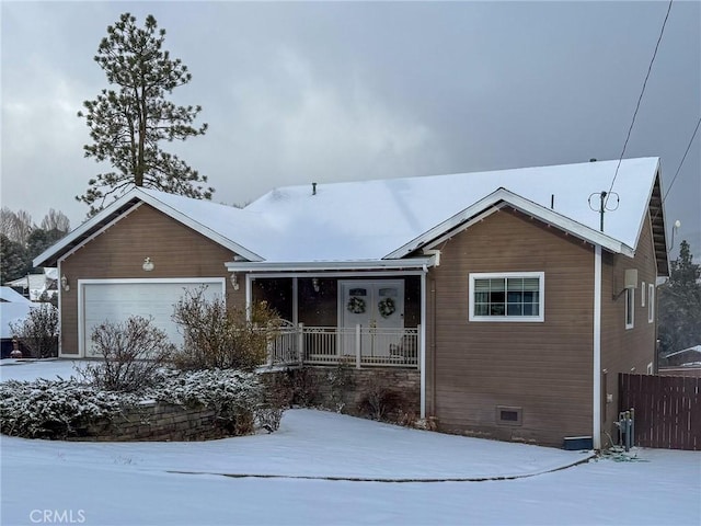 8921 Deer Trl, Frazier Park, CA 93225 - ranch-style house with an attached garage and a porch