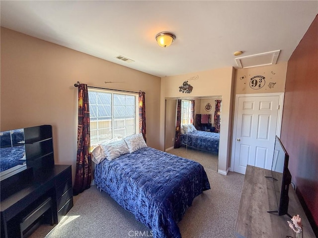 8921 Deer Trl, Frazier Park, CA 93225 - bedroom with carpet flooring and attic access