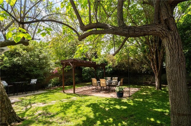 view of grassy yard with a patio