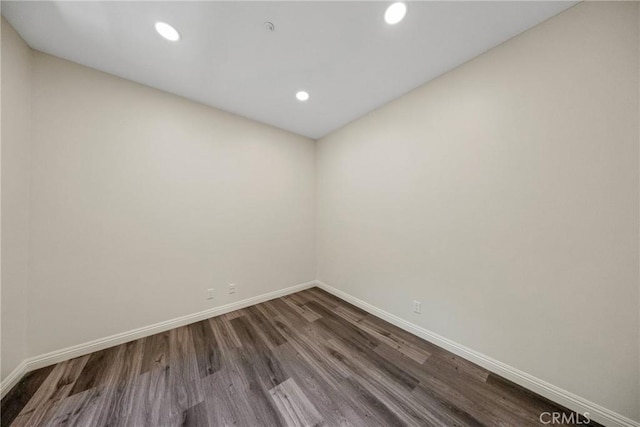 13385 Savanna, Tustin, CA 92782 - empty room with baseboards, dark wood-type flooring, and recessed lighting