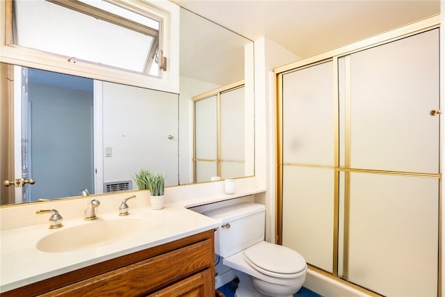 321 13th St, Huntington Beach, CA 92648 - full bathroom featuring toilet, a shower with door, and vanity