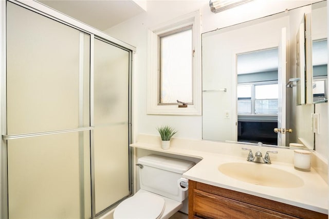 321 13th St, Huntington Beach, CA 92648 - full bath featuring toilet, a shower with shower door, and vanity