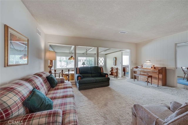 404 N San Jose Ave, Covina, CA 91723 - living room with carpet floors and a textured ceiling