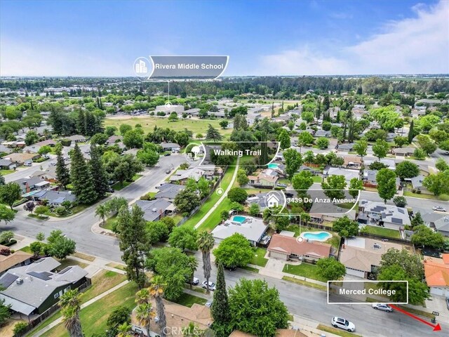 3439 De Anza Ave, Merced, CA 95348 - aerial view of residential area featuring property parcel outlined