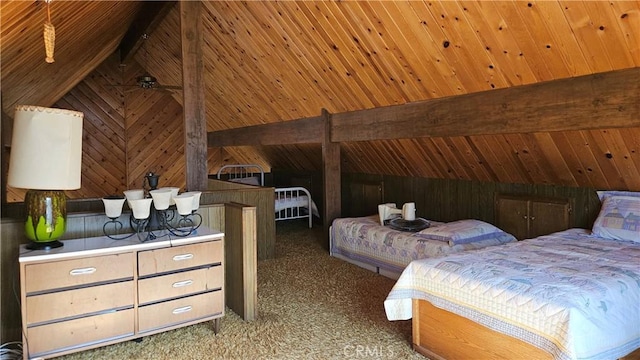 25 Manzanita, Running Springs, CA 92382 - carpeted bedroom featuring wood walls and wood ceiling