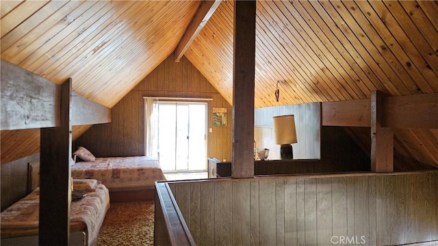 25 Manzanita, Running Springs, CA 92382 - bedroom with wooden walls and wood ceiling