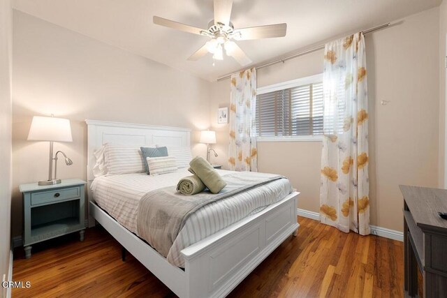 256 Melrose Dr, Oxnard, CA 93035 - bedroom featuring wood finished floors, baseboards, and ceiling fan