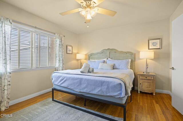 256 Melrose Dr, Oxnard, CA 93035 - bedroom with baseboards, wood finished floors, and ceiling fan