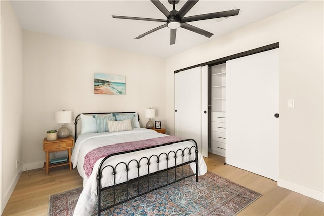 20010 Ingrum Way, Torrance, CA 90503 - bedroom with light wood finished floors, baseboards, a closet, and ceiling fan
