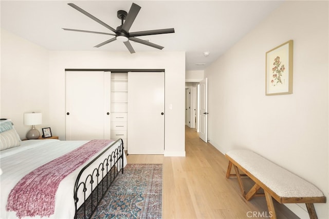 20010 Ingrum Way, Torrance, CA 90503 - bedroom featuring light wood-style floors, a closet, and a ceiling fan