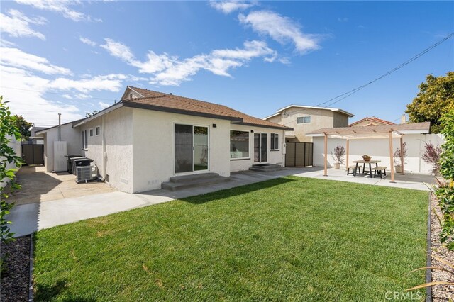 20010 Ingrum Way, Torrance, CA 90503 - back of house with stucco siding, a patio area, central AC, and entry steps