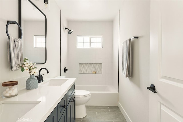 20010 Ingrum Way, Torrance, CA 90503 - bathroom with toilet, double vanity, shower / bath combination, and baseboards