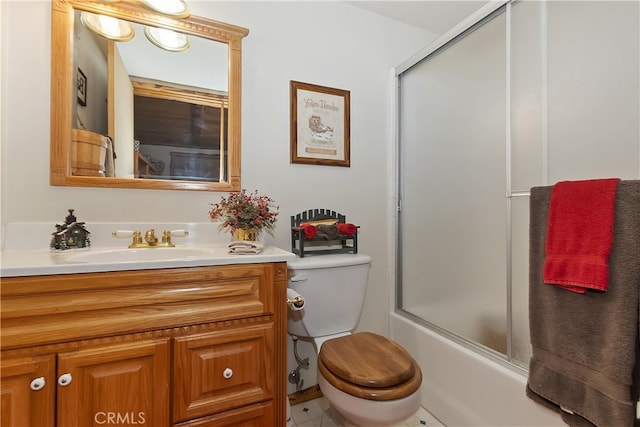 43214 Sunset Dr, Big Bear Lake, CA 92315 - full bath with toilet, vanity, and combined bath / shower with glass door