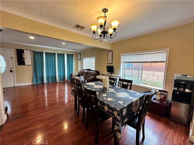 6127 Adenmoor Ave, Lakewood, CA 90713 - dining space with a chandelier, wood finished floors, and recessed lighting