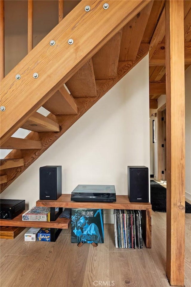 26664 Thunderbird Dr, Lake Arrowhead, CA 92391 - office area featuring wood finished floors