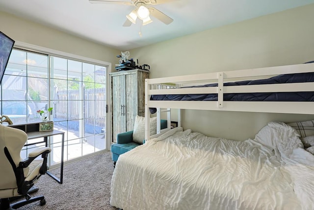 6683 Ballinger Ave, San Diego, CA 92119 - bedroom featuring carpet floors, access to exterior, and an office area
