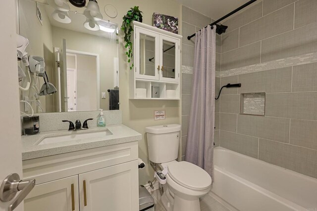 6683 Ballinger Ave, San Diego, CA 92119 - bathroom featuring vanity and shower / bath combination with curtain