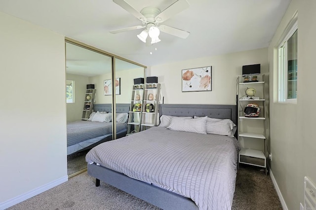 6683 Ballinger Ave, San Diego, CA 92119 - bedroom with carpet flooring, a closet, and ceiling fan