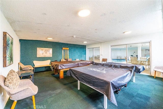 1108 Camino Real Unit 306, Redondo Beach, CA 90277 - playroom with carpet, billiards, and a textured ceiling