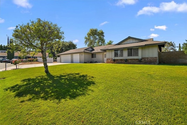 168 Radford Ct, Riverside, CA 92507 - ranch-style house featuring board and batten siding, a garage, driveway, and brick siding