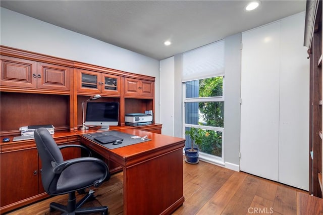 16422 Harbour Ln Unit 17, Huntington Beach, CA 92649 - office area featuring hardwood / wood-style flooring and recessed lighting