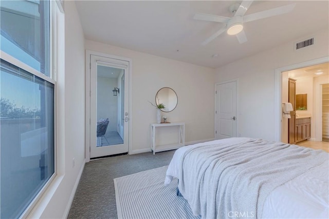 28220 Highridge Rd Unit 104, Rancho Palos Verdes, CA 90275 - carpeted bedroom with baseboards, ensuite bathroom, and a ceiling fan