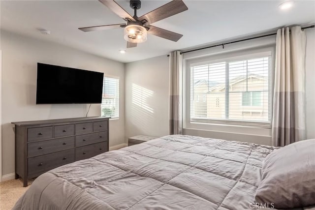 16073 Narni Ln, Fontana, CA 92336 - carpeted bedroom featuring baseboards, recessed lighting, and a ceiling fan