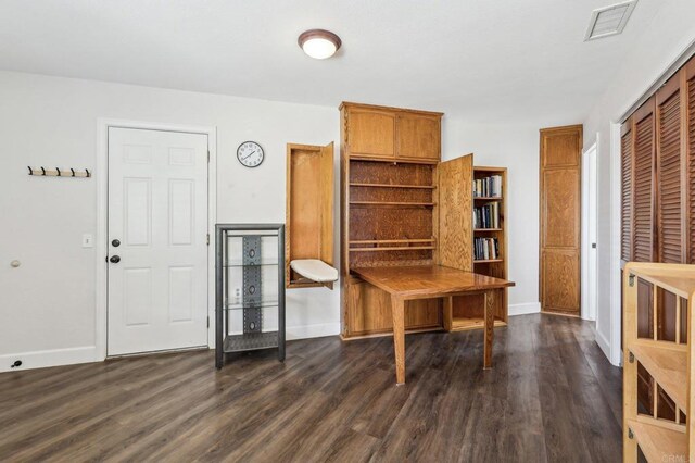 3631 Alta Vista Dr, Fallbrook, CA 92028 - office area featuring dark wood finished floors and baseboards