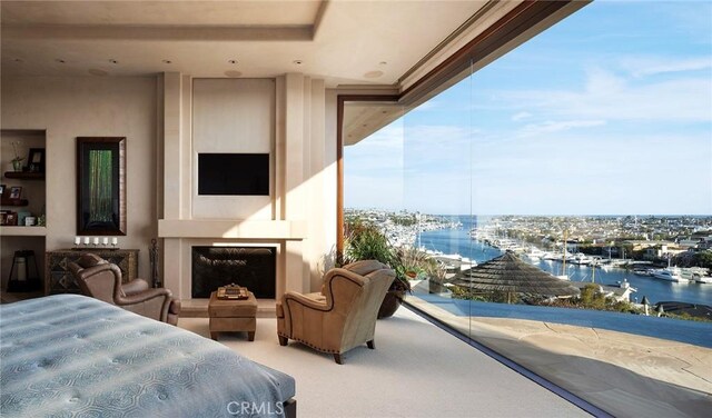 1131 Dolphin Ter, Corona Del Mar, CA 92625 - bedroom featuring carpet and a large fireplace
