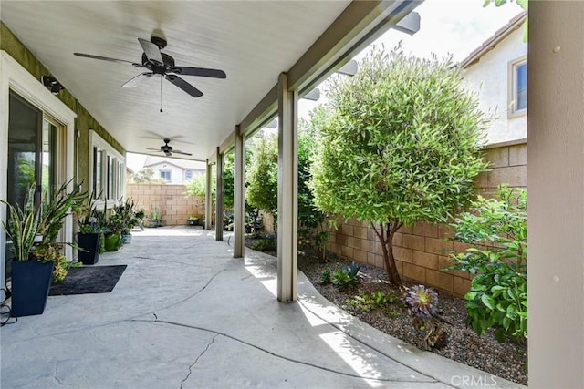 16759 Yellow Fern Ln, Fontana, CA 92336 - view of patio / terrace featuring a ceiling fan and fence