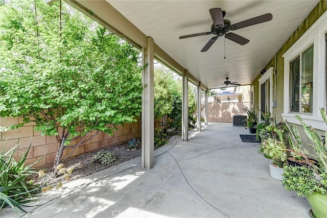 16759 Yellow Fern Ln, Fontana, CA 92336 - view of patio / terrace with a ceiling fan and fence