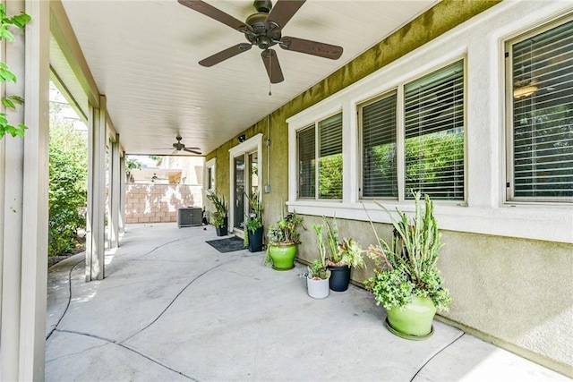 16759 Yellow Fern Ln, Fontana, CA 92336 - view of patio / terrace with a ceiling fan and central AC unit