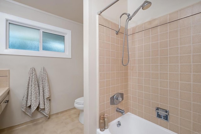 bathroom with toilet and bathtub / shower combination